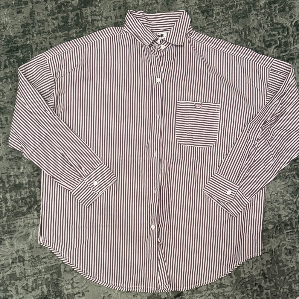 PINK Victoria’s Secret Cotton Oversized Stripe Night Top NEW